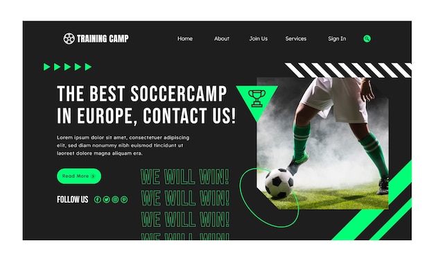 Flat Soccer Landing Page Template – Free Download