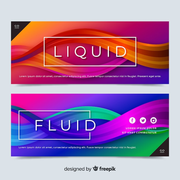 Abstract Liquid Waves Banner Set – Free Download