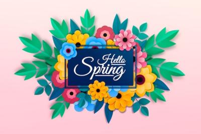 Colorful Spring Background in Paper Style – Free Download