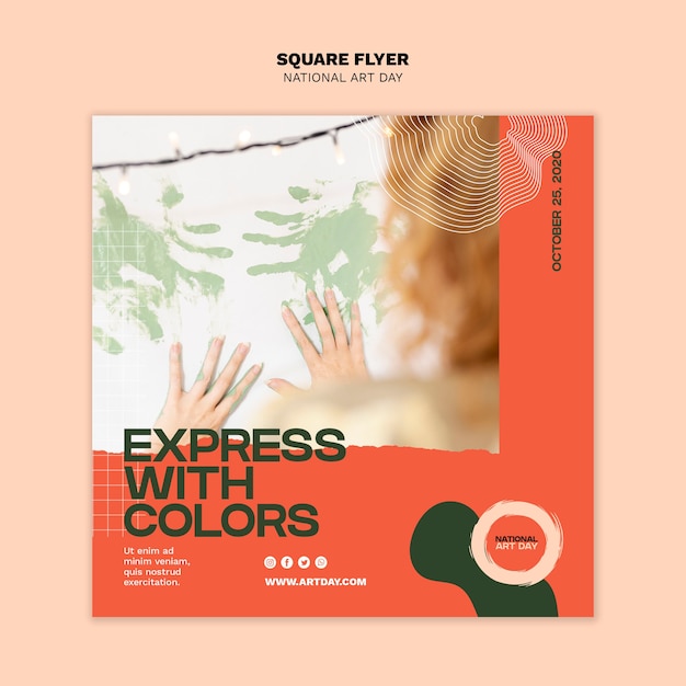 National Art Day Square Flyer Template – Free Download