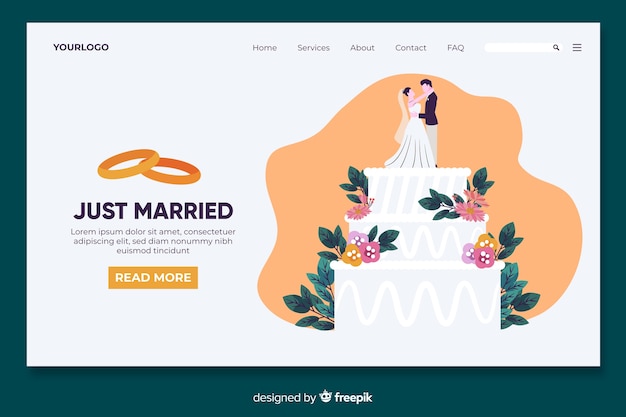 Flat Wedding Landing Page Template – Free Download