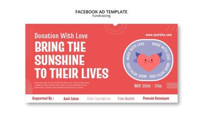 Flat Design Fundraising Event Facebook Template – Free Download