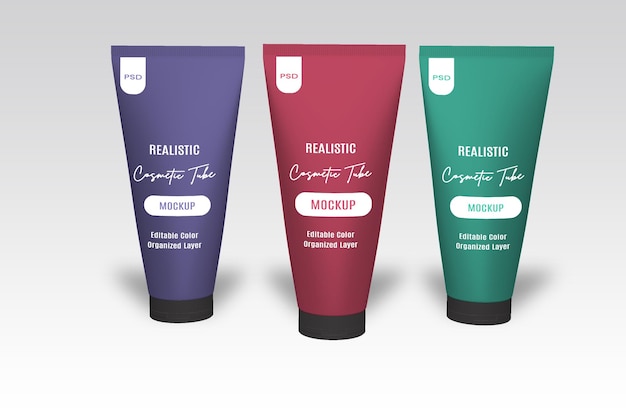 Realistic PSD Cosmetic Tubes Mockup on an Editable Background – Free to Download