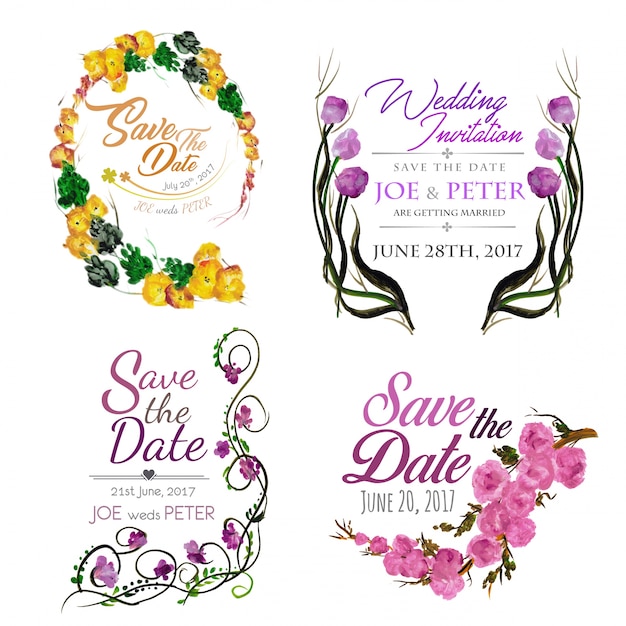 Watercolor Wedding Invitation Collection – Free Download