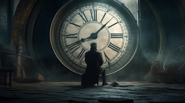 Man Standing in Front of an Old Clock – Free Stock Photo, Download for Free