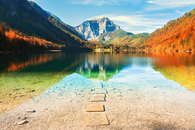 Vorderer Langbathsee Lake in the Alps: Stunning Autumn Landscape – Free Download