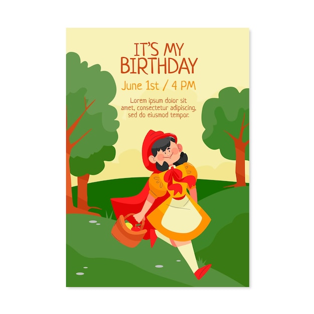 Little Red Riding Hood Birthday Invitation Template – Free Download