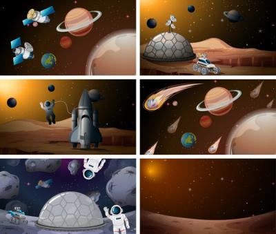 Mars Space Scene Set – Free Download of Vector Templates