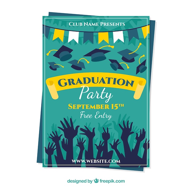 Graduation Invitation Template in Flat Style – Free Download