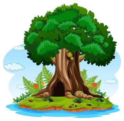 Cartoon Illustration of a Big Tree – Free Download