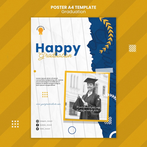 Graduation Poster Template in Flat Design – Free Download