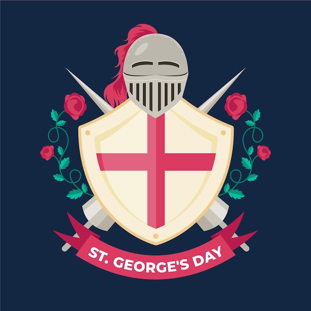 St. George’s Day Vector Illustration Featuring Knight Armor and Shield – Free Download