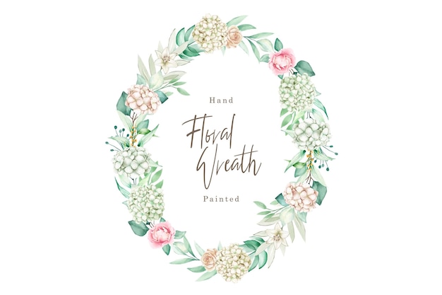 Watercolor Hydrangea Floral Wreath Illustration – Free Download