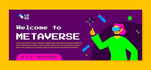 Flat Metaverse Social Media Cover Template – Free Download