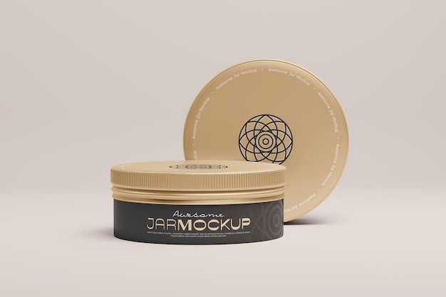 Pomade or Cosmetic Jar 3D Mockup – Free Download