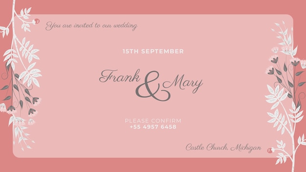 Pink Invitation with Painted White Flowers – Free to Download