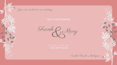 Pink Invitation with Painted White Flowers – Free to Download