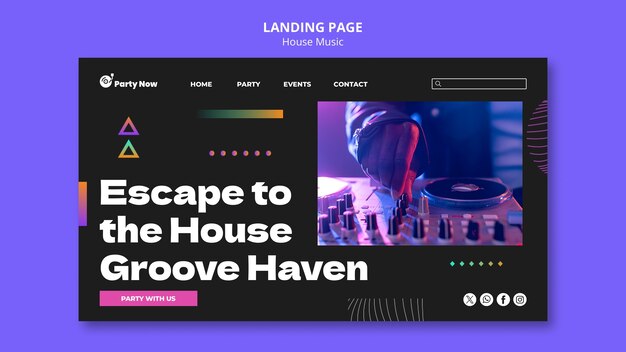 House Music Party Landing Page Template – Free Download