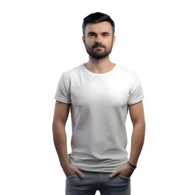 Handsome Man in White T-Shirt Isolated on White Background – Free Download