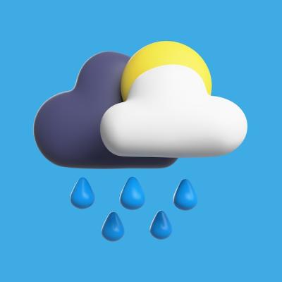 3D Weather Icons Featuring Rain and Sun – Free Download