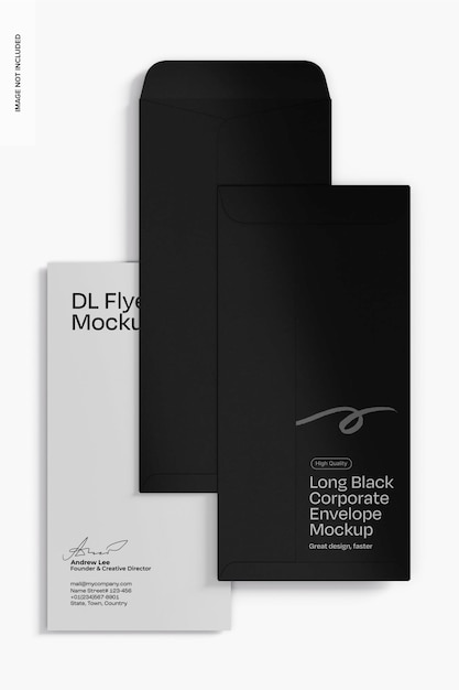 Long Black Corporate Envelopes Mockup – Free Download