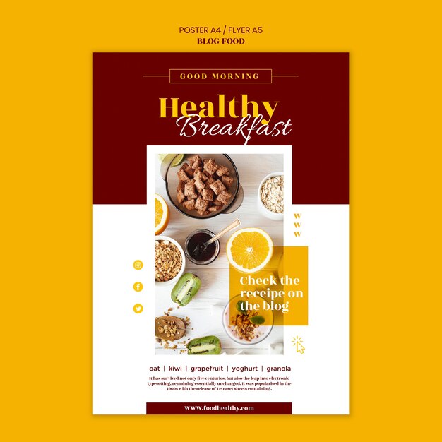 Poster Template for Healthy Food Recipes Blog – Free Download