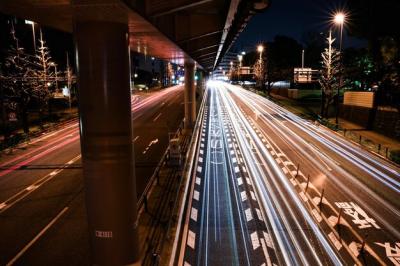 Light Trails on Road in City at Night – Free Download