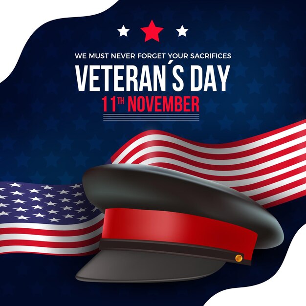 Realistic Veterans Day Vector Template – Free to Download