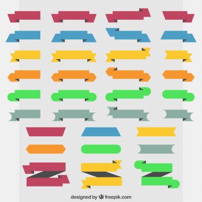 Colorful Decorative Ribbons in Flat Design – Download Free Stock Photo