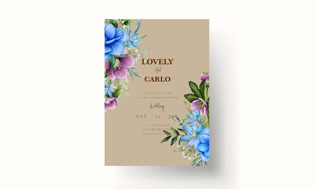 Elegant Hand Drawing Wedding Invitation Watercolor Floral Design – Free Download