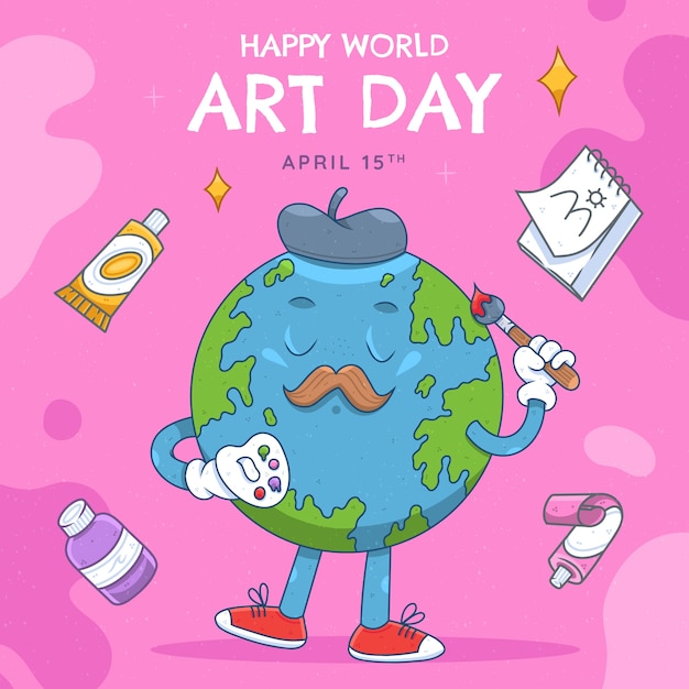 Hand Drawn Illustration for World Art Day – Free to Download