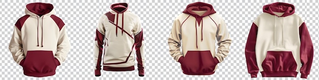 White and Brown Hoodie Mockup Isolated on Transparent Background – Free Download