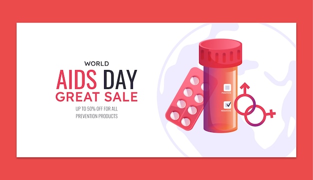 Horizontal Sale Banner Template for World AIDS Day – Free Download