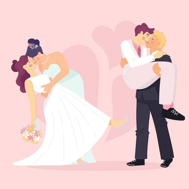 Flat Design Wedding Couples – Free Stock Photos for Download