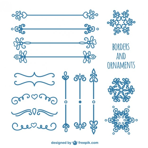 Hand Drawn Blue Ornaments: Free Download of Unique Vector Templates