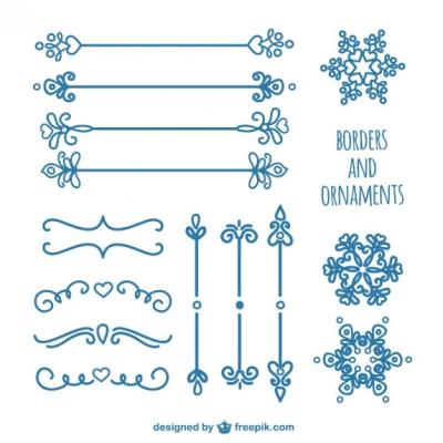 Hand Drawn Blue Ornaments: Free Download of Unique Vector Templates