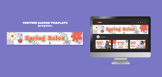 Floral Spring Sale YouTube Banner Template – Free Download