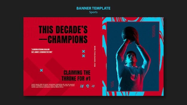 Horizontal Banner Template for Basketball Game – Free Download