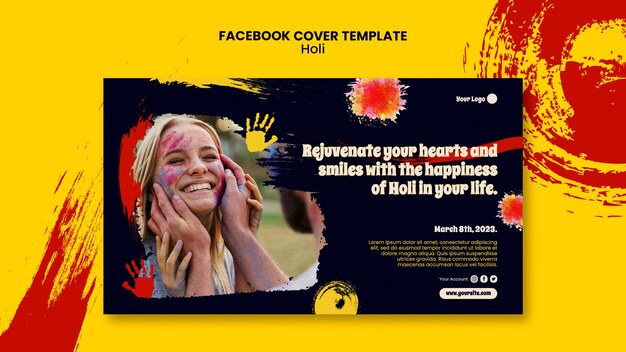 Holi Celebration Facebook Cover Template – Free Download