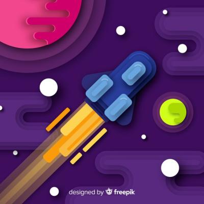 Lovely Space Rocket Composition in Origami Style – Free Download