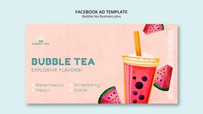 Bubble Tea Facebook Ad Template Design for Free Download