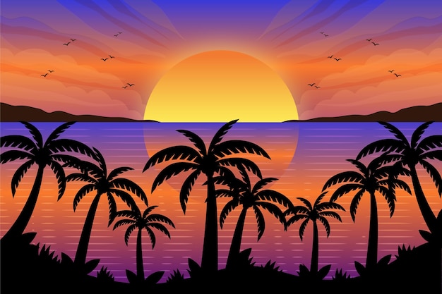 Stunning Palm Silhouettes Wallpaper – Free Download