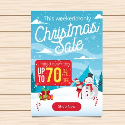 Merry Christmas Banner Sale Illustration – Free Download