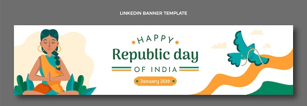 Hand Drawn Flat Republic Day Horizontal Banner – Free Download