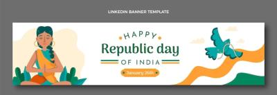 Hand Drawn Flat Republic Day Horizontal Banner – Free Download