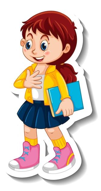 Sticker Template of a Cartoon Girl Standing Pose – Free Download