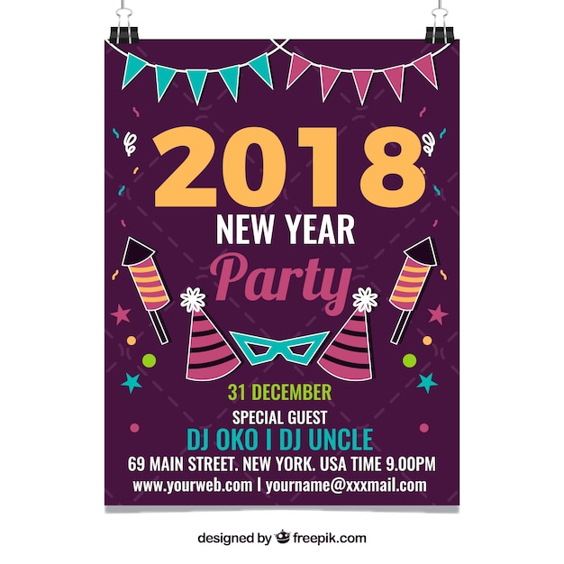 Retro New Year Party Poster 2018 – Free Stock Photo Download