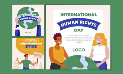 Hand Drawn Flat International Human Rights Day Instagram Post Collection – Free Download