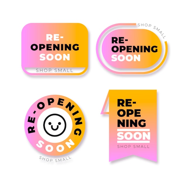 Re-opening Soon Badges – Free Stock Photo for Download