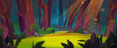 Fantasy Forest Glade Cartoon Magic Illustration – Free to Download